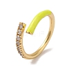 Rack Plating Brass Cubic Zirconia Open Cuff Rings for Women RJEW-S407-04D-1