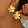 Stylish 201 Stainless Steel Striped Flower Stud Earrings CN5900-2-1