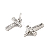 Brass Micro Pave Grade AAA Cubic Zirconia Charms ZIRC-P067-11P-T-NR-3