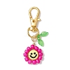 Smiling Face Flower Glass Seed with Acrylic Pendant Decorations HJEW-JM02530-3