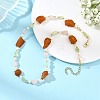 Natural Amber & Rose Quartz & Prehnite & Freshwater Pearl Beaded Necklaces NJEW-JN06490-1