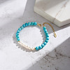 Synthetic Turquoise & Natural Freshwater Pearl & 925 Sterling Silver Beaded Bracelets for Women BJEW-G726-01G-4