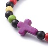 Natural Sandalwood Beads Stretch Bracelets BJEW-JB04679-01-2