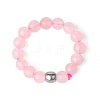 4MM Round Natural Rose Quartz Beaded Stretch Rings LS-VM0712-6-1