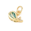 Brass Micro Pave Sky Blue Cubic Zirconia Charms KK-E798-11G-2