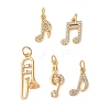 Rack Plating Brass Micro Pave Clear Cubic Zirconia Pendants KK-G507-02G-1