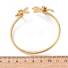 304 Stainless Steel Flower Cuff Bangles for Women BJEW-Z157-02G-02-3