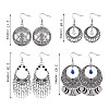 4Pair 4 Style Filigree Coin Dangle Earrings EJEW-SW00009-7