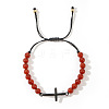 Natural Red Jasper Round Bead Braided Bead Bracelets FL7803-9-1