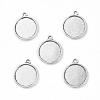 Tibetan Style Antique Silver Alloy Flat Round Pendant Cabochon Settings X-TIBEP-M022-29AS-1