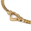 304 Stainless Steel Hollow Out Heart Charm Necklace with Cuban Link Chains for Women NJEW-P269-01G-2