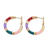 PVD Vacuum Plating 201 Stainless Steel Enamel Hoop Earrings for Women EJEW-B016-33E-4