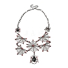 Halloween Spider Web Alloy Siam Rhinestone Bib Necklaces for Women NJEW-P340-01B-2