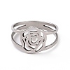 Non-Tarnish 201 Stainless Steel Rose Finger Ring RJEW-J051-22P-2