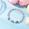 Frosted Natural Mixed Gemstone Round Beaded Stretch Bracelets for Women Men BJEW-JB12471-01-1