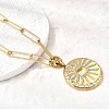 304 Stainless Steel Crystal Rhinestone Sun Pendant Paperclip Chain Necklaces for Women NJEW-G199-03G-2