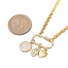 Iron & Natural Rose Quartz Pendants Necklaces NJEW-JN04905-3