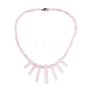 Natural Rose Quartz Round Beaded Fan Bib Necklaces NJEW-N064-04I-1