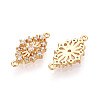 Brass Pave Clear Cubic Zirconia Connector Charms KK-T078-18G-01-2