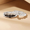 Adjustable Brass Micro Pave Cubic Zirconia Couple Cuff Open Rings WGE4BBC-01-3