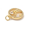 Brass Clear Cubic Zirconia with Shell Pendants KK-G450-02G-08-3