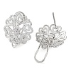 Flower Brass Micro Pave Cubic Zirconia Stud Earrings Finding KK-E083-19P-2