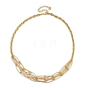 304 Stainless Steel Oval Bib Necklace for Women NJEW-A032-08G-01-2