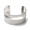 Titanium Steel Hollow Striped Open Cuff Bangles for Women BJEW-G719-06P-2