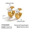 304 Stainless Steel Pave Cubic Zirconia Cuff Earrings for Women QV5196-3-2