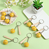 12Pcs Mini Baseball PU Leather Pendant Keychain with Wood Baseball Bat DIY-SP0001-51B-4