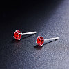 SHEGRACE Rhodium Plated 925 Sterling Silver Four Pronged Ear Studs JE420C-01-3