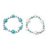 2Pcs Starfish & Turtle Synthetic Turquoise Beads Stretch Bracelets for Women BJEW-JB11921-2