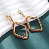 Rack Plating Brass Cubic Zirconia Rhombus Hoop Earrings EJEW-L303-02G-2