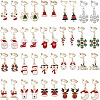20Pairs 20 Styles Christmas Tree & Bell & Deer & Snowman Enamel Dangle Clip-on Earrings EJEW-AN0003-39-1