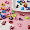 Mixed Color Zinc Alloy Grade A Rhinestone Letter Slide Charms ALRI-TA0001-12-3