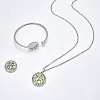 1Pc Stainless Steel Open Cuff Bangles & 1Pc Stainless Steel Pendant Neclace AJEW-SC0004-06E-5