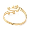 Rack Plating Brass Heart with Round Open Cuff Bangle for Women BJEW-M298-07G-2