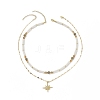 2Pcs 2 Style Clear Cubic Zirconia Star Pendant Necklaces Set with Brass Chains NJEW-JN04171-1