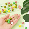 50Pcs 5 Colors Round Food Grade Eco-Friendly Silicone Focal Beads SIL-SP0001-03-3