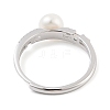 Round Natural Pearl & Cubic Zirconia Finger Rings STER-Z009-07P-3
