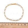 Brass Pave Clear Cubic Zirconia Rectangle & Flat Round Link Bracelets BJEW-YWC0002-02G-5