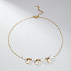 Stainless Steel Heart Bib Necklace with Imitation Pearl Beaded Chains for Women TT5673-1