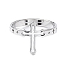 Non-Tarnish 304 Stainless Steel Hollow Out Cross Adjustable Ring for Women RJEW-I097-05P-2