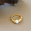 Twist Brass & Plastic Pearl Finger Rings WG278BB-01-2