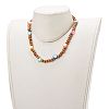 Round Natural Wood Beaded Stretch Necklaces NJEW-JN03451-3