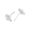 Brass Micro Pave Clear Cubic Zirconia Stud Earring Findings KK-Z099-02P-01-2