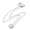 304 Stainless Steel Pave Natural White Shell Flower Pendant Necklaces for Women NJEW-U032-16P-03-4