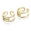 Brass Micro Pave Clear Cubic Zirconia Cuff Rings RJEW-S044-101-NF-2