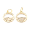 Brass Micro Pave Clear Cubic Zirconia Charms ZIRC-B010-33G-1