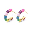 Enamel C-shape Stud Earrings EJEW-N052-05D-1